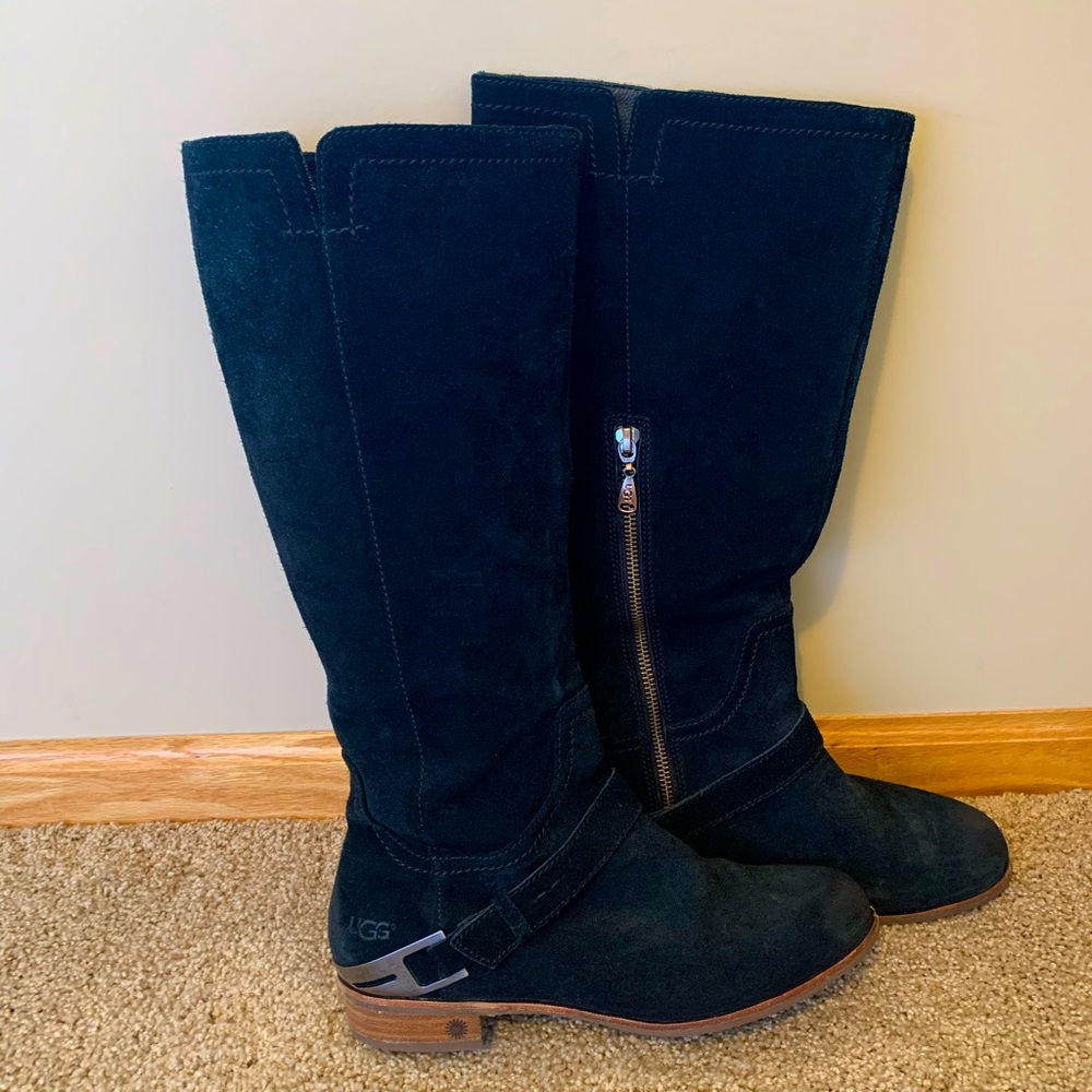 Black leather UGG boots